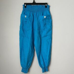 Blue Linen Yoga Jogger Pants size S